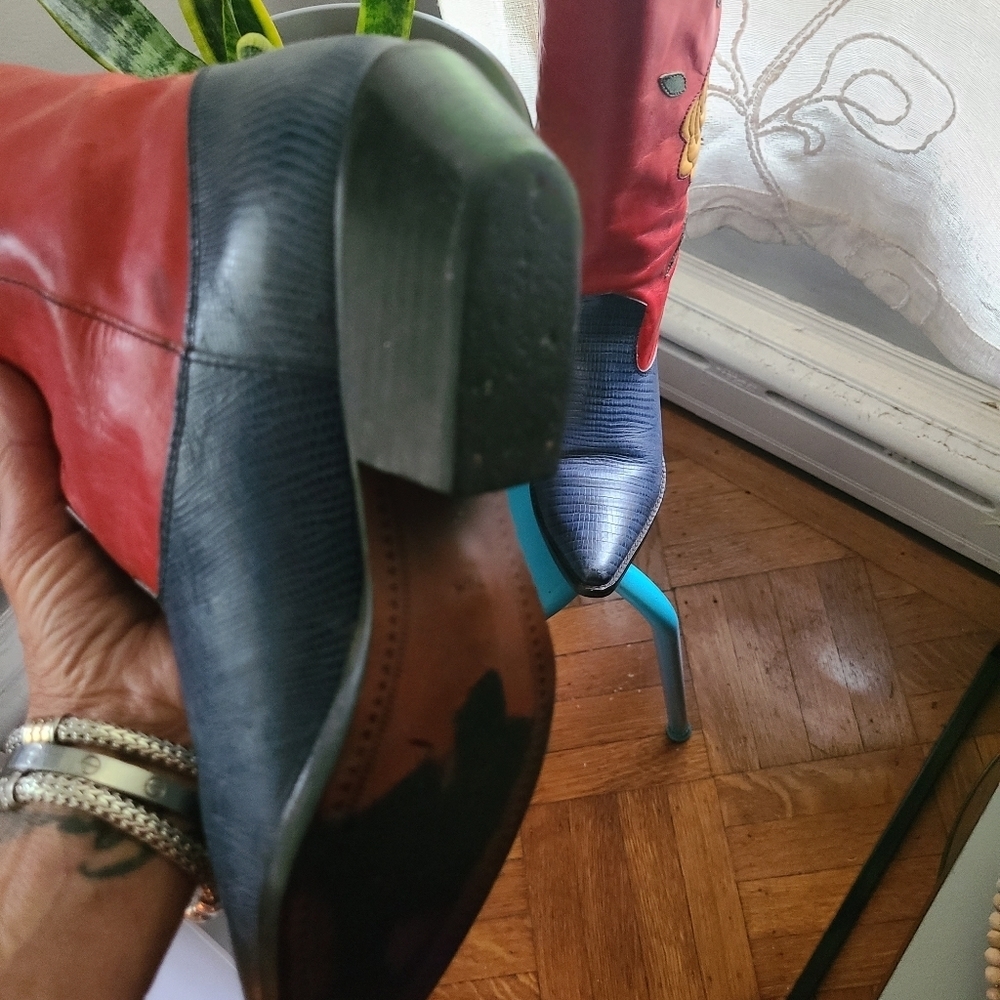 VINTAGE 80's  NINE WEST Cowboy Boots 7.5 HP 19x🔥🔥 - Picture 4 of 6